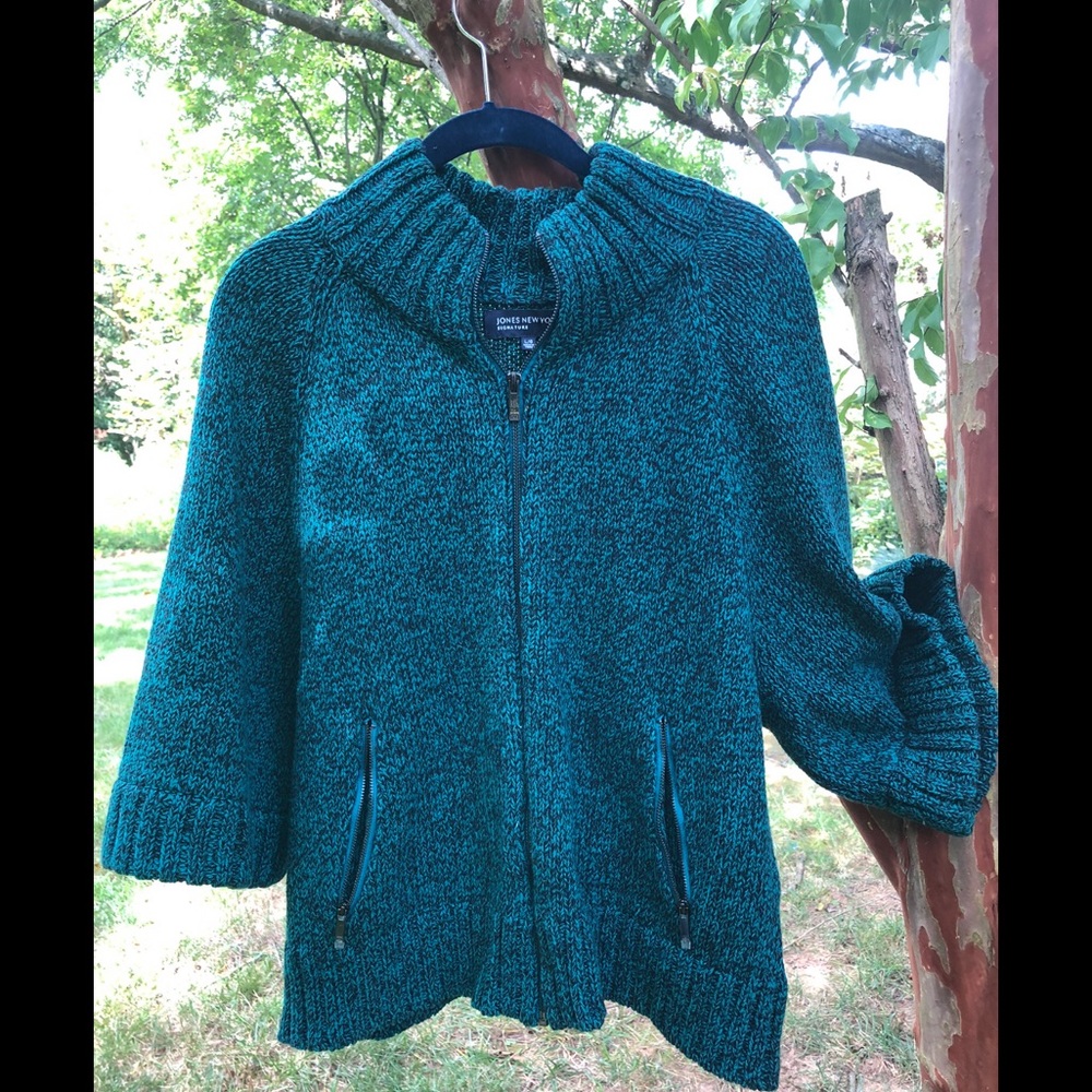 Jones New York Knit Sweater-Coat in Blue